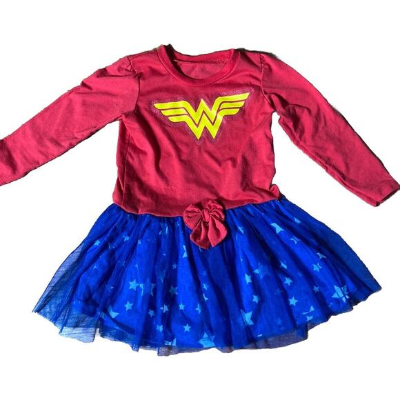 Wonder Woman Toddler Tutu Dress Star Skirt Glittery Logo Long Sleeve 2T? Read - Picture 1 of 5